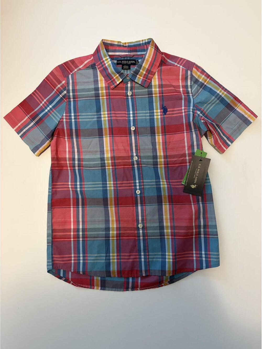 U.S. Polo Assn Boys Plaid Button Down (Size 14/16)